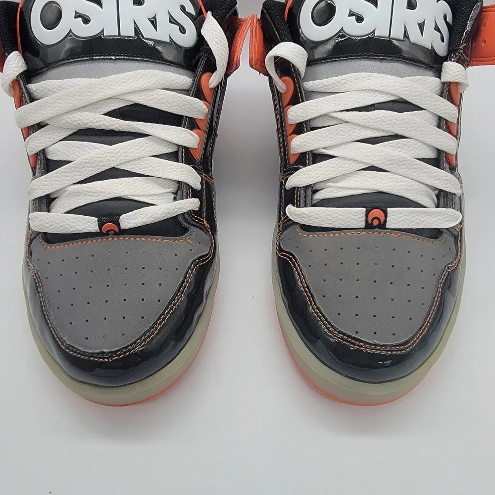 RARE Vintage Osiris NYC 83 Low Shoes Men's 12 Black Orange Patent Y2K Chunky NEW
